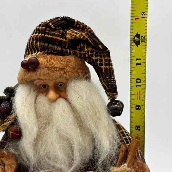 Vtg Old World Santa Claus Figurine Father Christmas Lantern Velvet Coat 13” Core - Picture 2 of 9